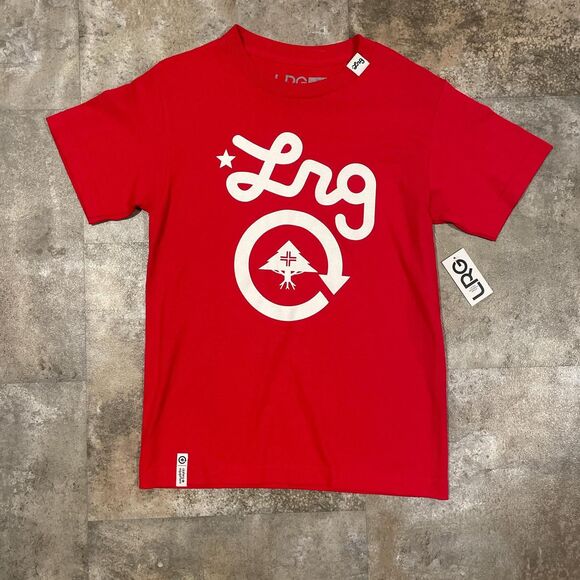 lrg lifted research group red and white logo short sleeve t shirt nwt size small - Picture 1 of 8